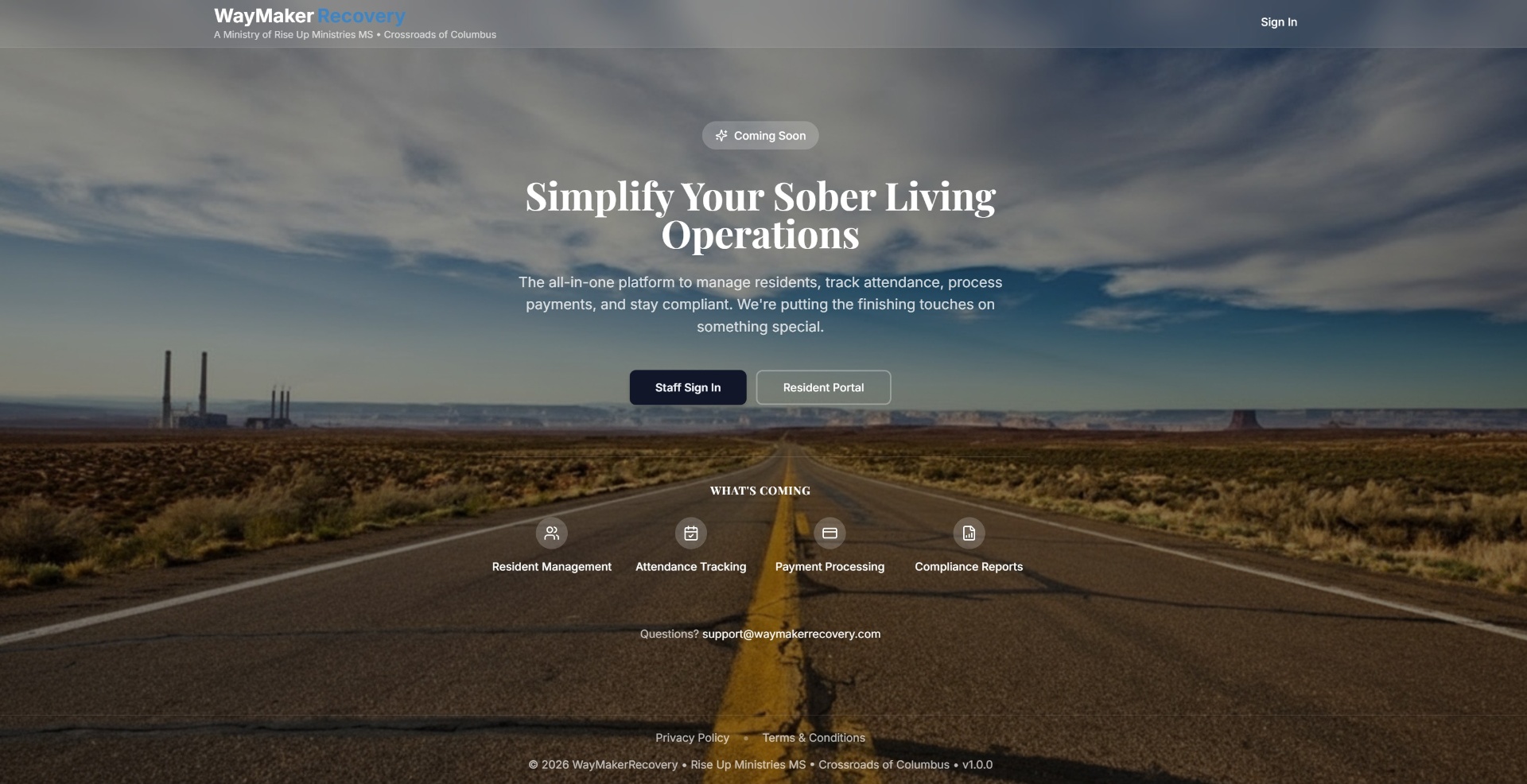 Waymaker Recovery Software Dashboard Preview